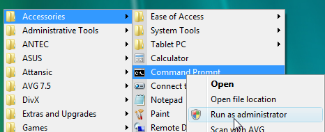 run cmd as administrator