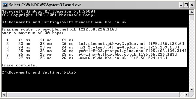 tracert results